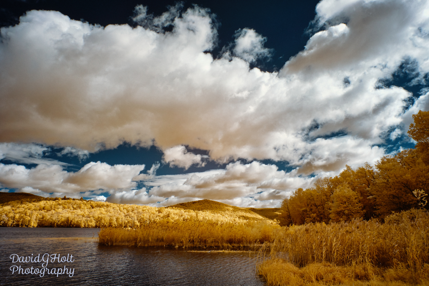 New England Autumn at The Lake in Infrared Scenic Fine Art Print Wall Art