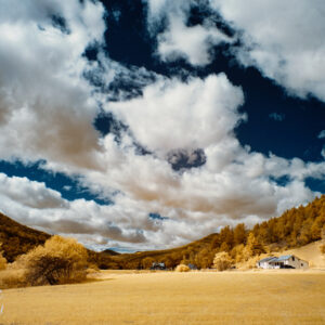 Clouds and Farm in the Mad River Glen in Infrared Scenic Fine Art Print Wall Art