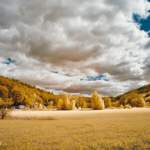 Clouds and Trees in the Mad River Glen in Infrared Scenic Fine Art Print Wall Art