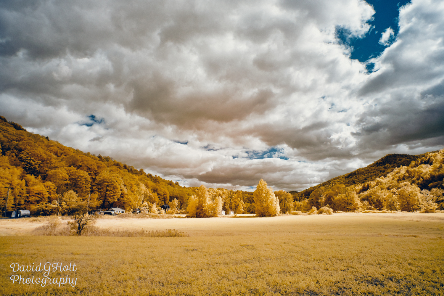 Clouds and Trees in the Mad River Glen in Infrared Scenic Fine Art Print Wall Art