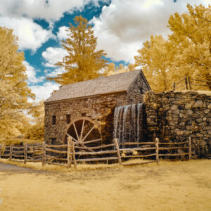 New England Grist Mill in Infrared Scenic Fine Art Print Wall Art