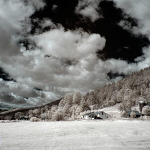 Clouds and Farms in the Autumn in Infrared Scenic Fine Art Print Wall Art
