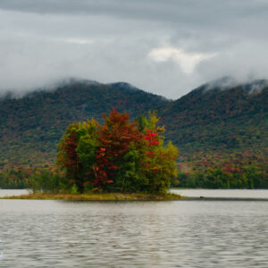 Lonely Island in the Autumn Scenic Fine Art Print Wall Art