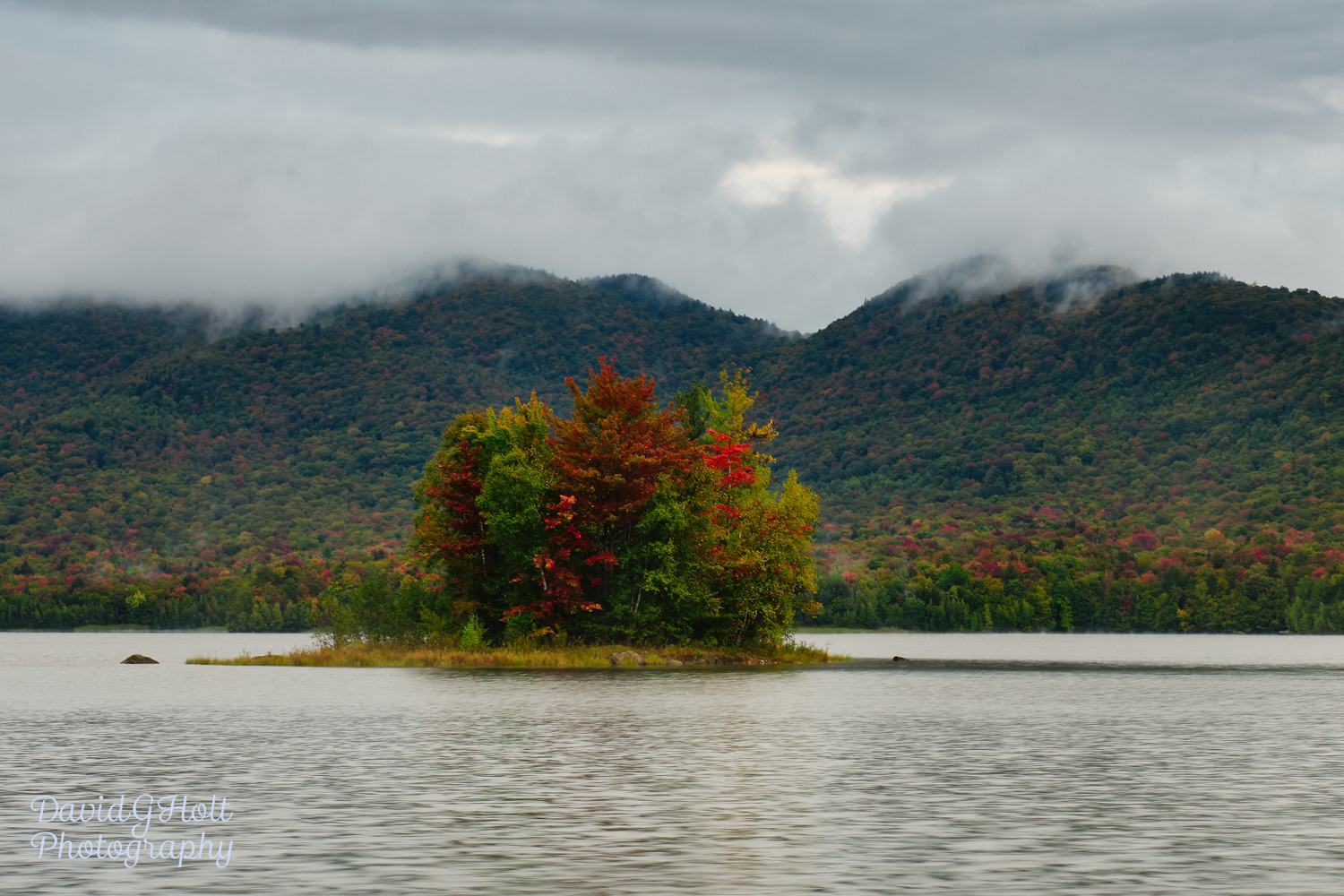 Lonely Island in the Autumn Scenic Fine Art Print Wall Art