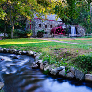 New England Grist Mill and Stream in the Autumn Scenic Fine Art Print Wall Art